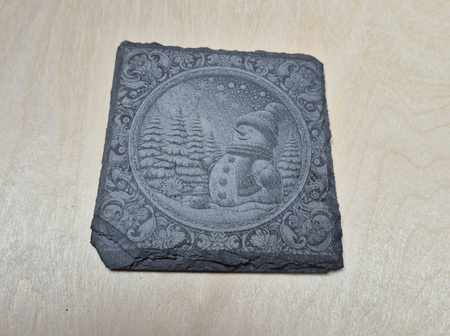 Kamienne podstawki pod kubek zestaw x4szt (Bałwnek)