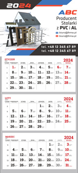 Kalendarz trójdzielny standard 2024