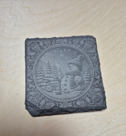 Kamienne podstawki pod kubek zestaw x4szt (Bałwnek)