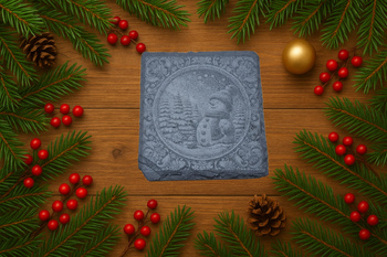 Kamienne podstawki pod kubek zestaw x4szt (Bałwnek)